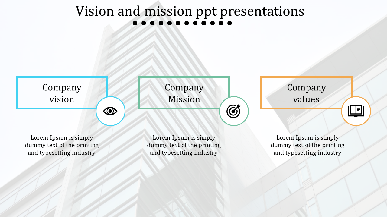 A three noded vision and mission PPT presentations